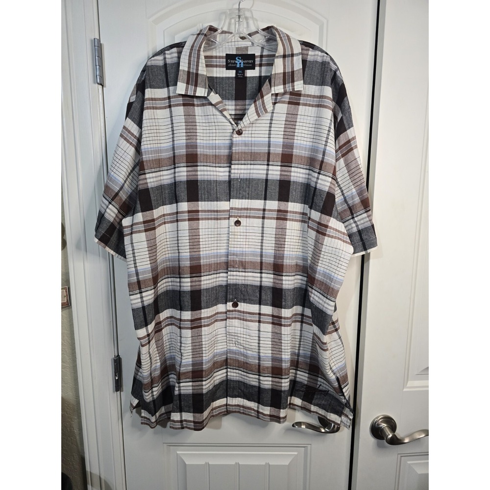 Steve Harvey‎ Celebrity Edition Mens 3XL Plaid Short Sleeve Button Down Shirt